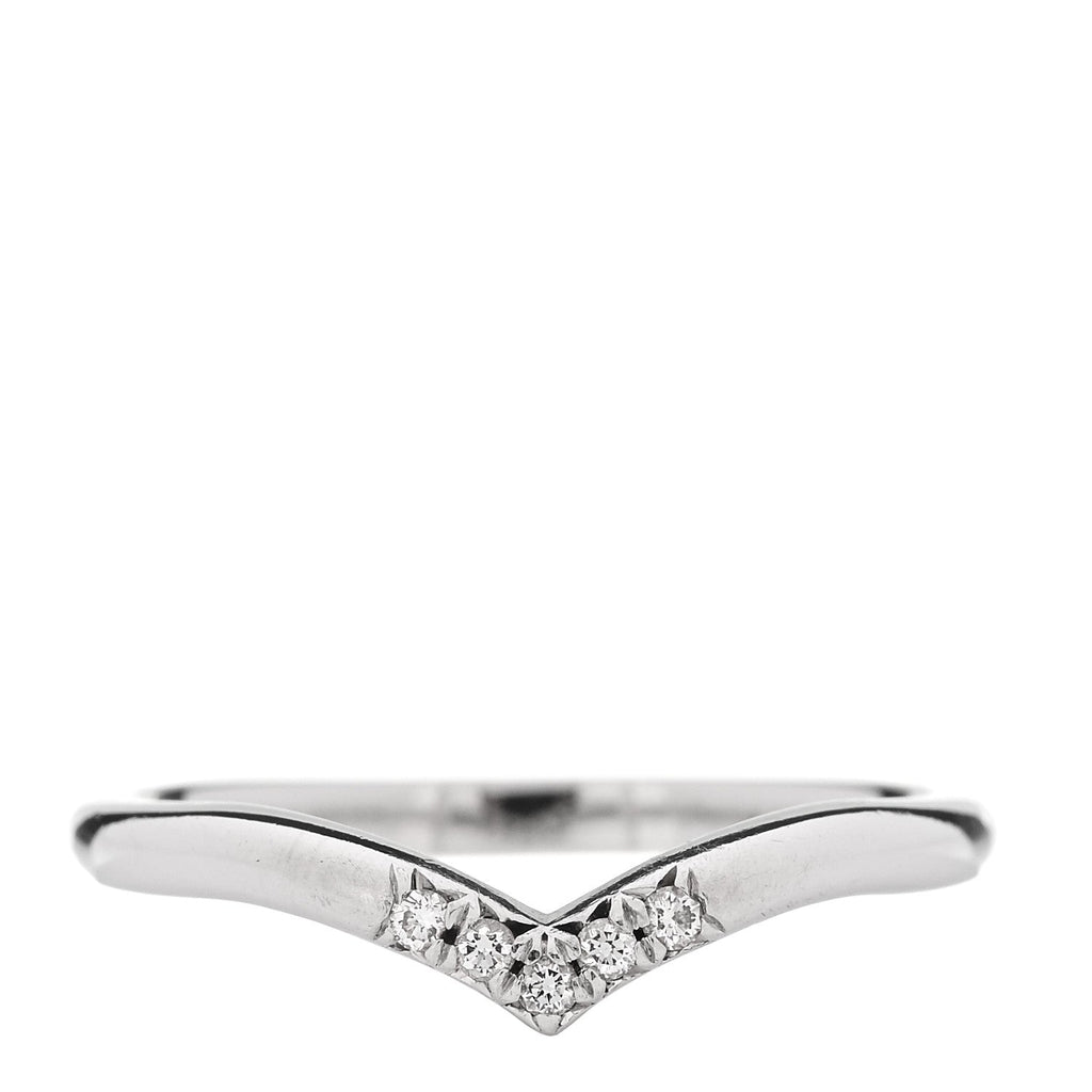 Platinum Diamond .03ctw V Band Ring 52 6