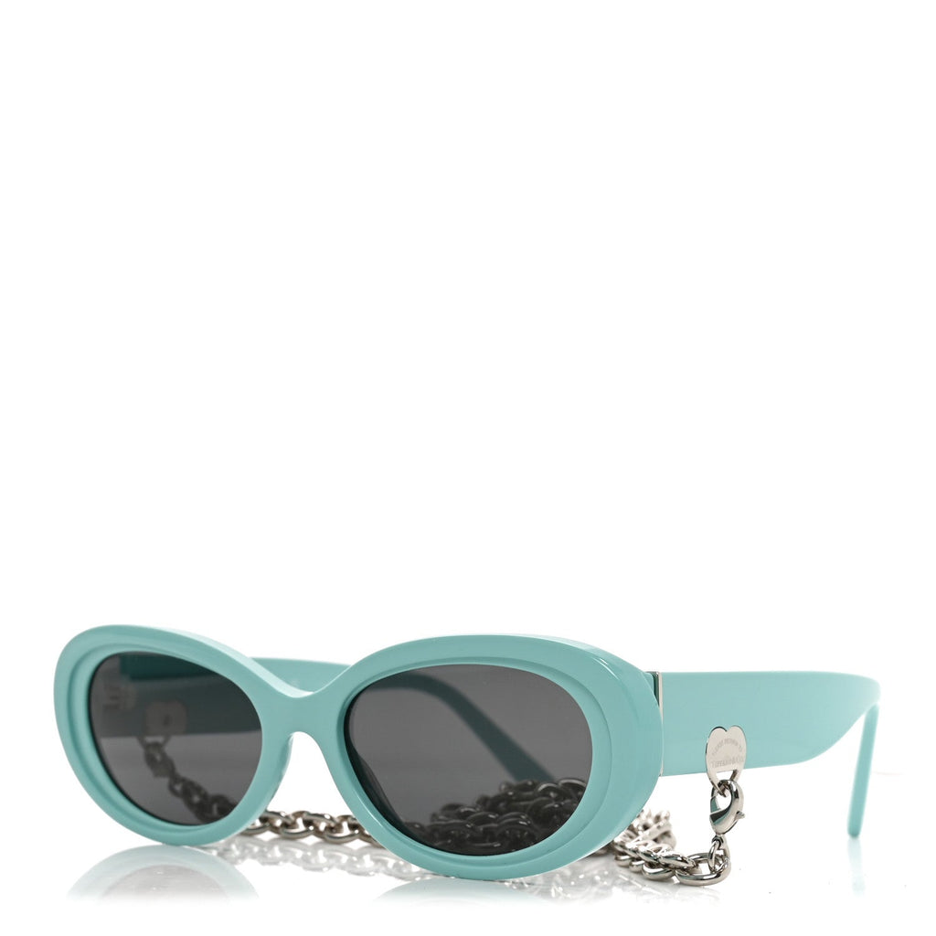 Acetate Return to Tiffany Oval Sunglasses TF 4221 Tiffany Blue Dark Gray