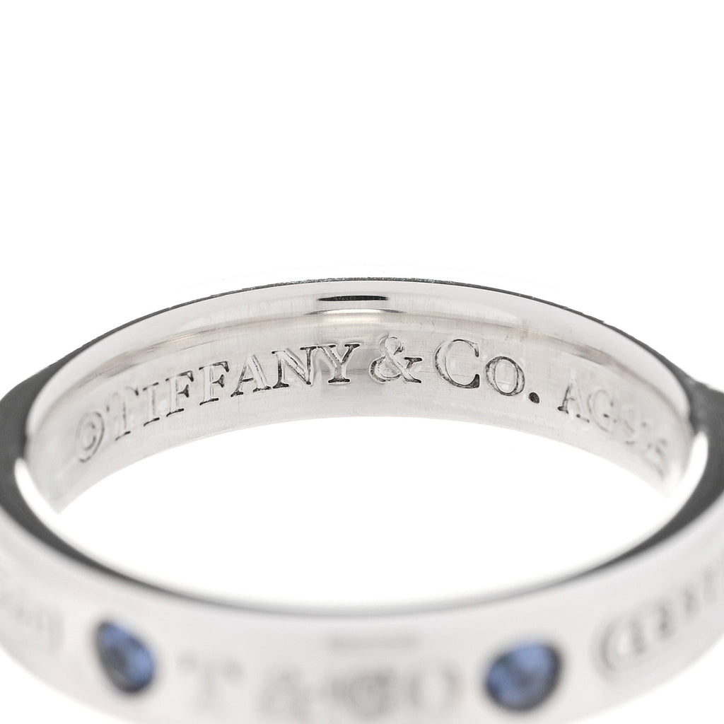 Sterling Silver Blue Sapphire Narrow 1837 Band Ring 50 5.5
