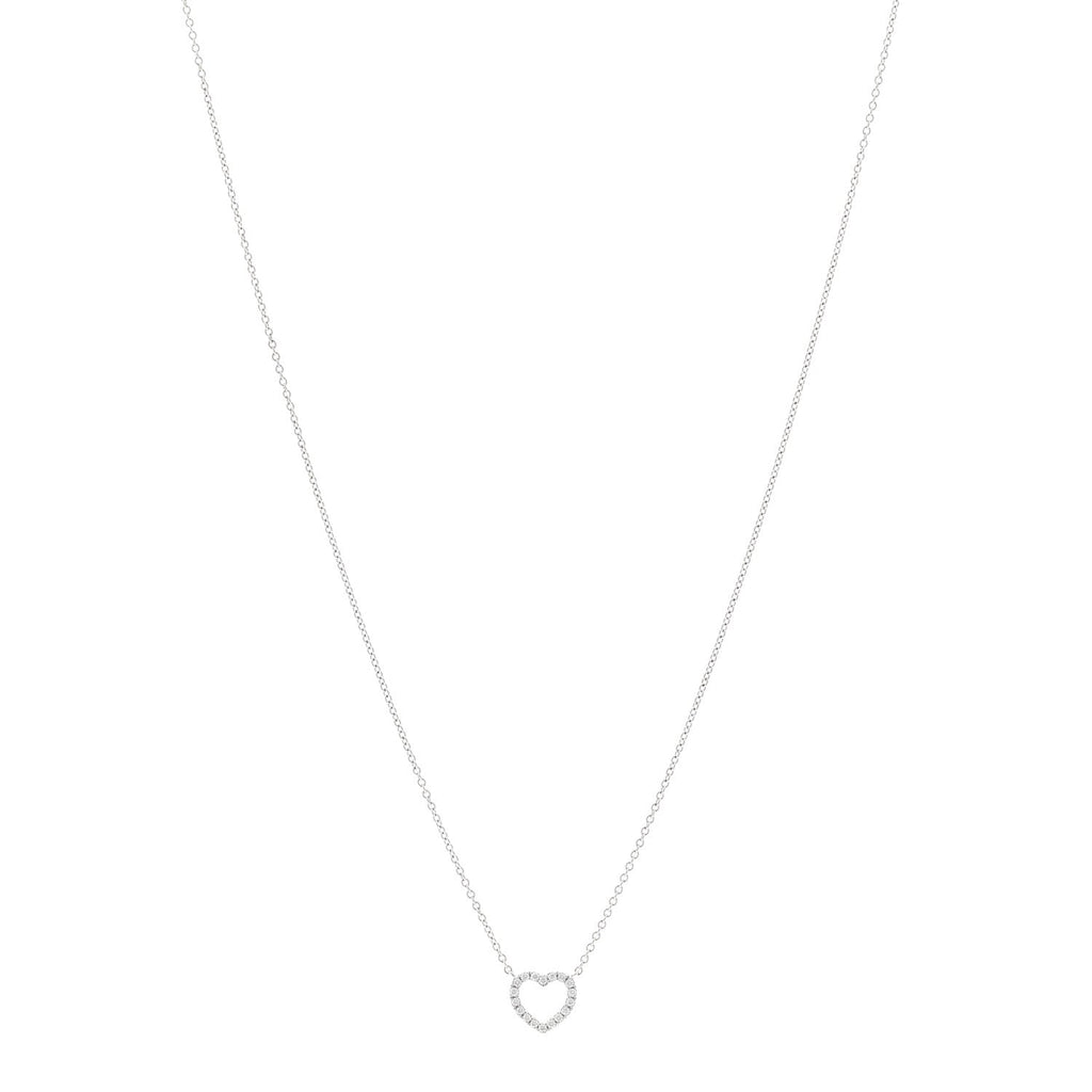 18K White Gold Diamond Metro Heart Pendant Necklace