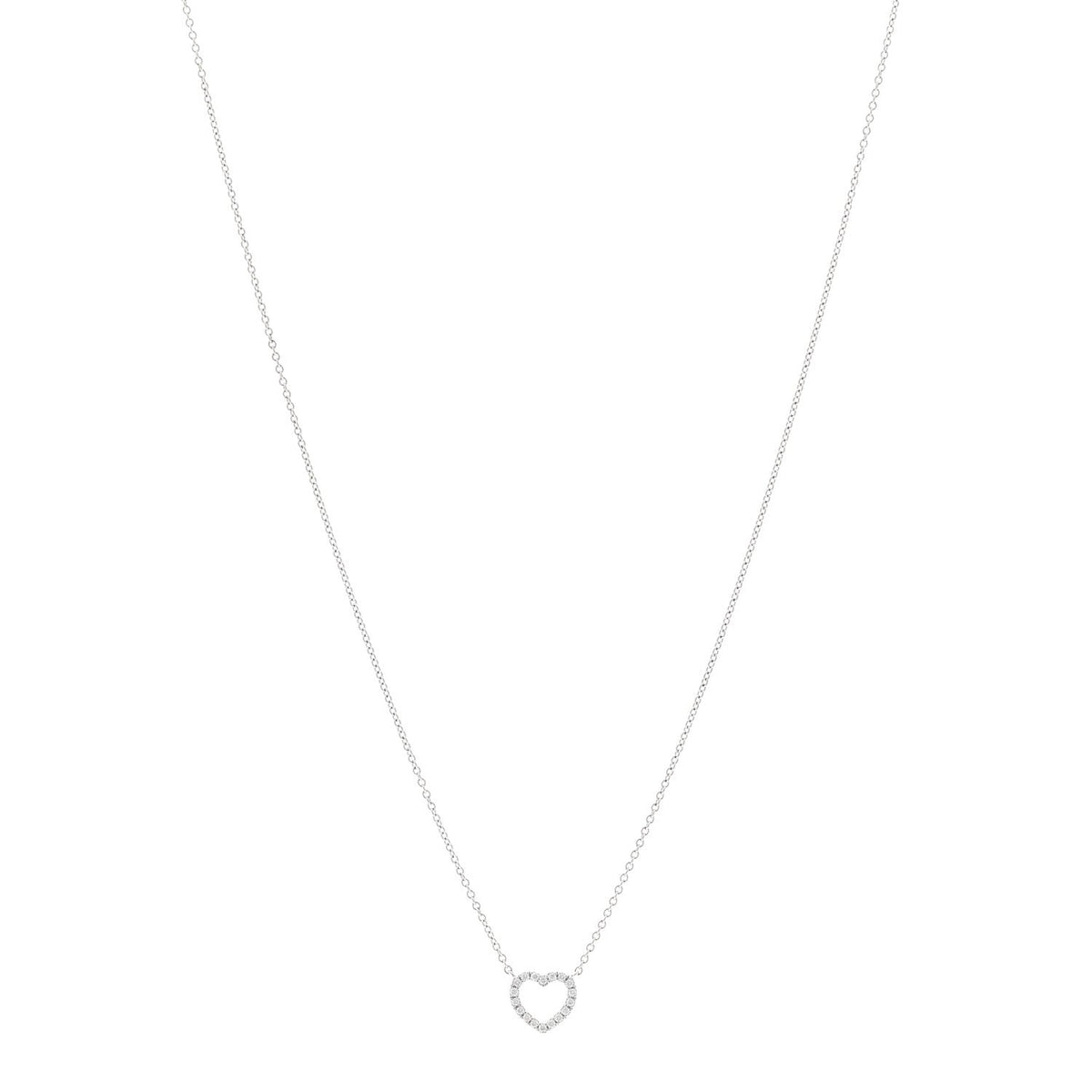 18K White Gold Diamond Metro Heart Pendant Necklace