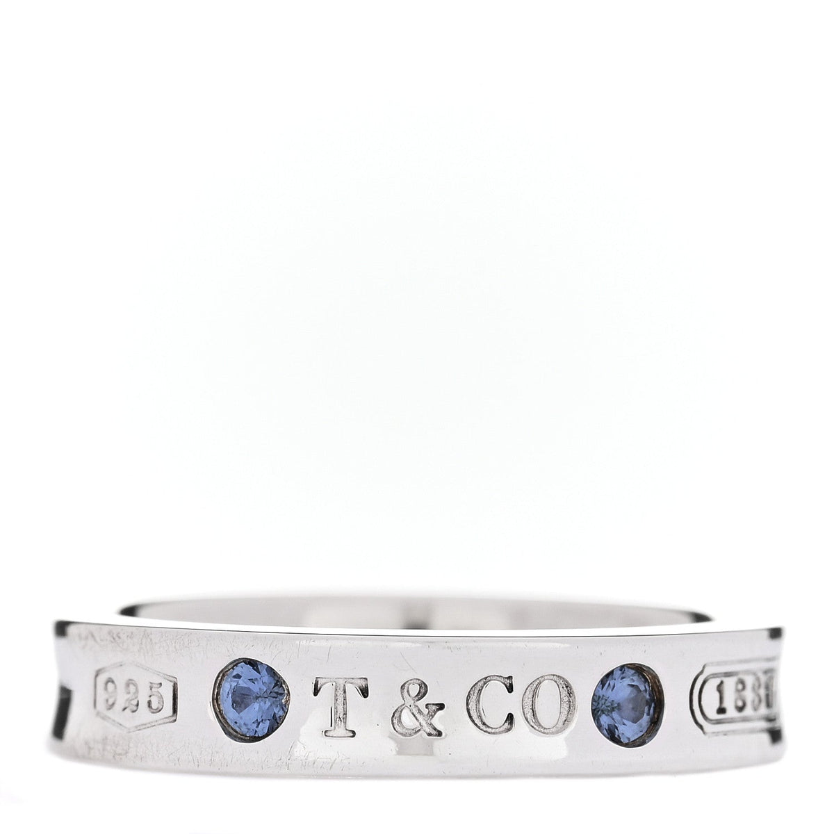 Sterling Silver Blue Sapphire Narrow 1837 Band Ring 50 5.5